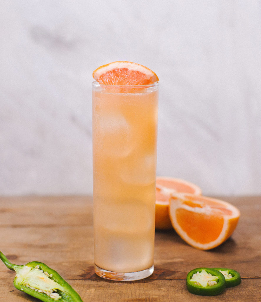 Spicy Paloma cocktail made with Mezcal Creyente